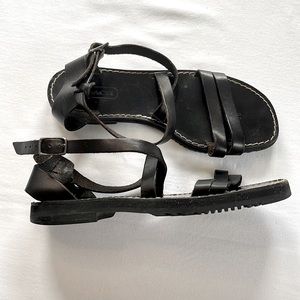 Coach Ankle strap black leather Sandal Size 9